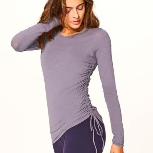 Lululemon Scrunch Side Purple Long Sleeve Scoop Neck Pullover Top 2 - Picture 1 of 7